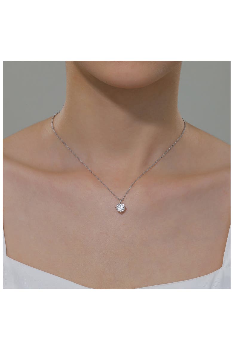 Simulated Solitaire Diamond Pendant Necklace, Alternate, color, WHITE
