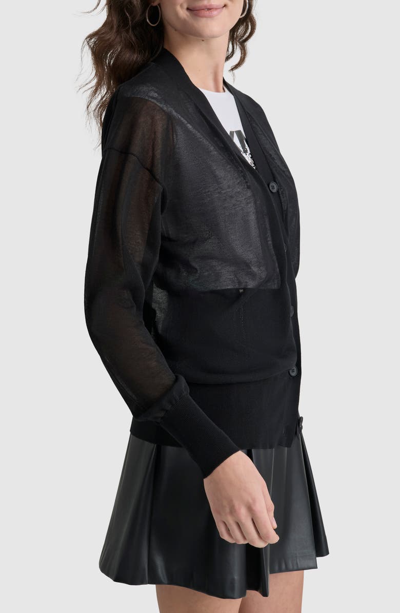 DKNY Relaxed Fit Sheer Cotton Blend Cardigan, Alternate, color, 