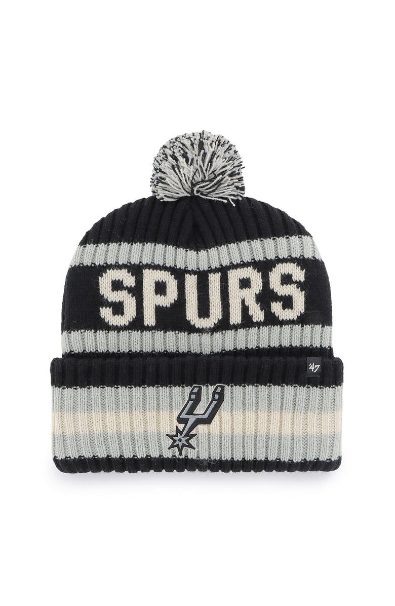 '47 Men's '47 Black San Antonio Spurs Bering Cuffed Knit Hat with Pom, Main, color, 