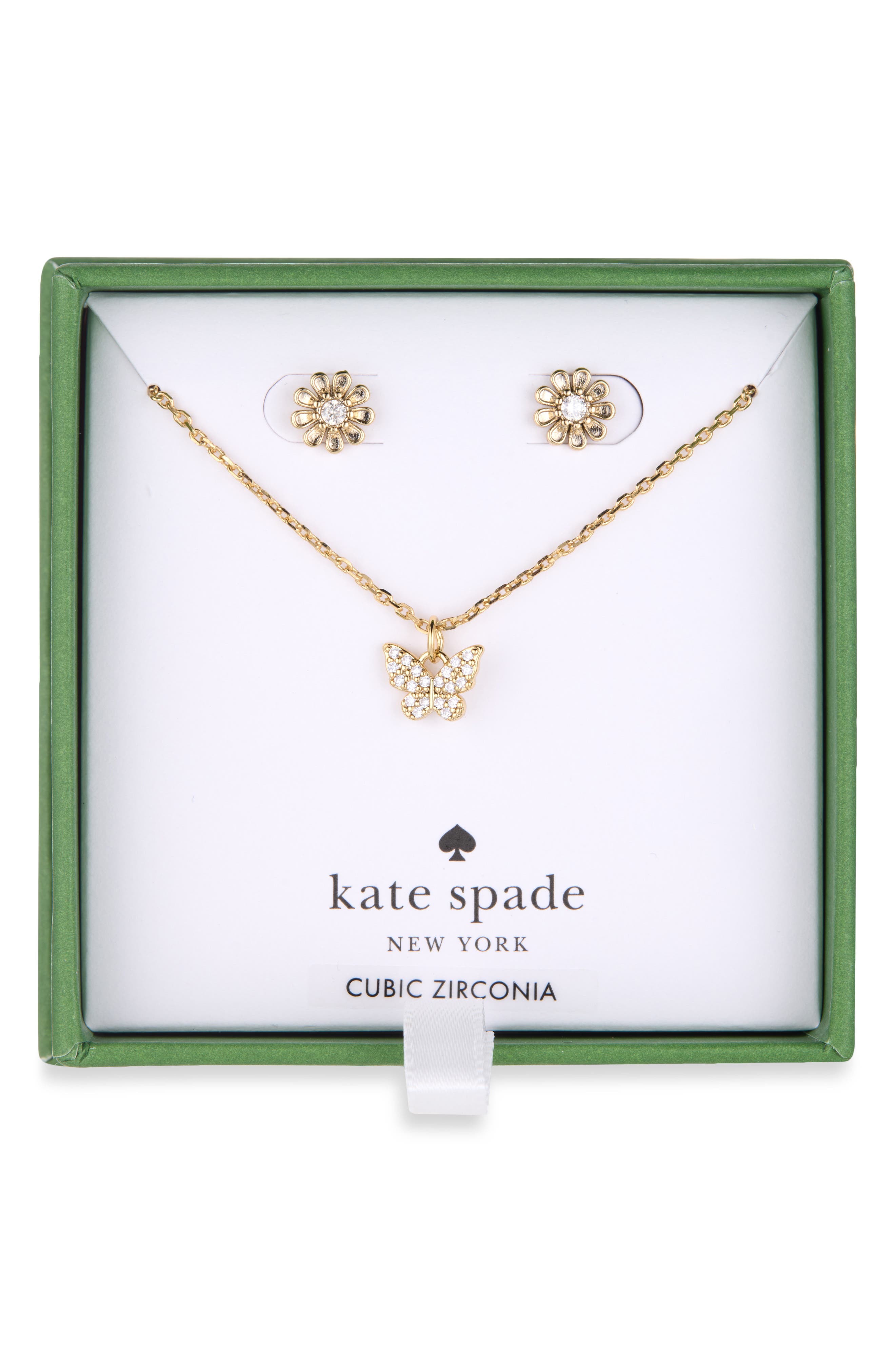 Daisy & Pavé Butterfly 2-Piece Jewelry Set