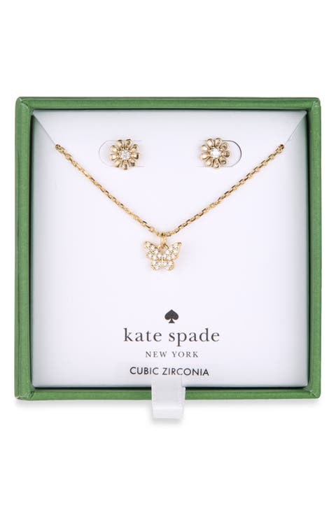Daisy & Pavé Butterfly 2-Piece Jewelry Set