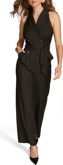 Stripe Belted Sleeveless Jumpsuit