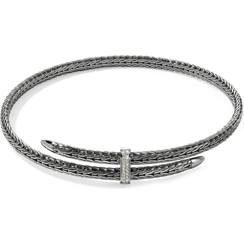 John Hardy Spear Coil Choker, Diamonds In Dark Sterling Silver