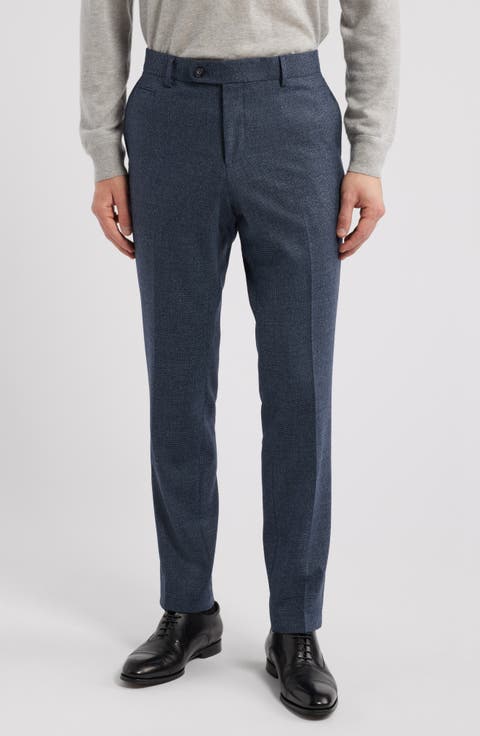Genius Flat Front Microcheck Stretch Wool Dress Pants