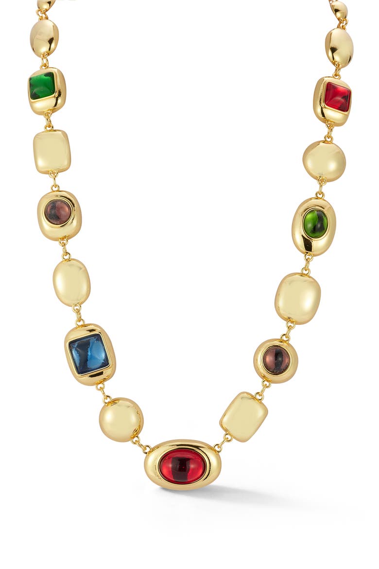 Multistone Necklace, Main, color, GOLD