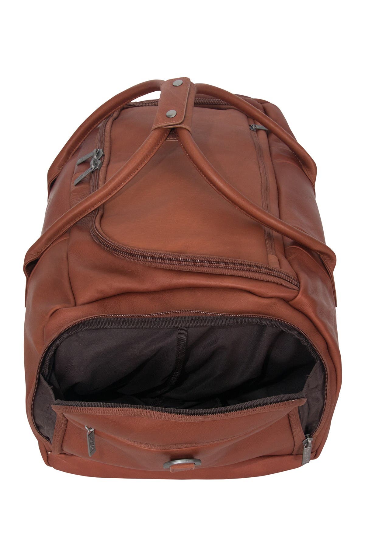 Kenneth Cole Colombian Leather Top Zip Duffel Bag, Alternate, color, Cognac