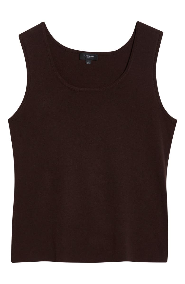 Tahari ASL Scoop Neck Sweater Tank, Main, color, Espresso