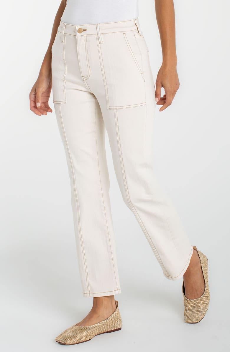 Liverpool Los Angeles Hannah Seamed Ankle Flare Utility Jeans, Alternate, color, Ecru Shore