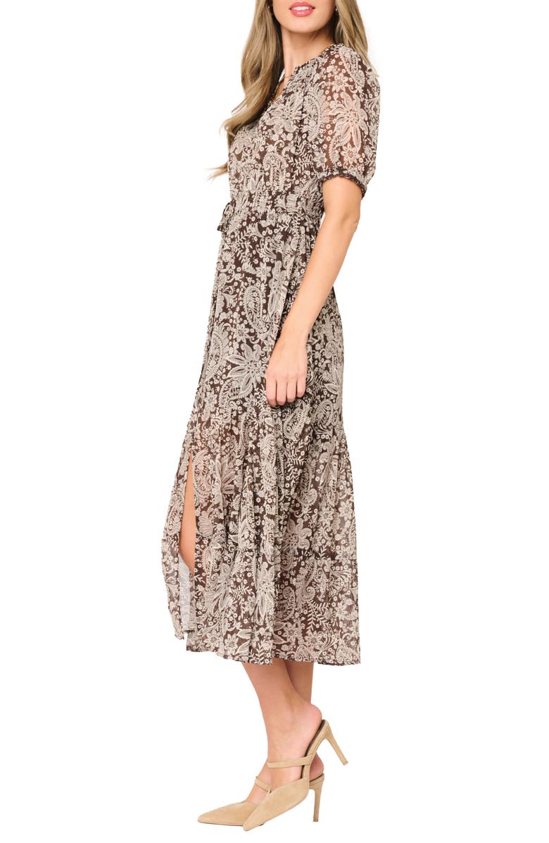 GIBSONLOOK Kira Drawstring Maxi Dress, Alternate, color, Java Floral