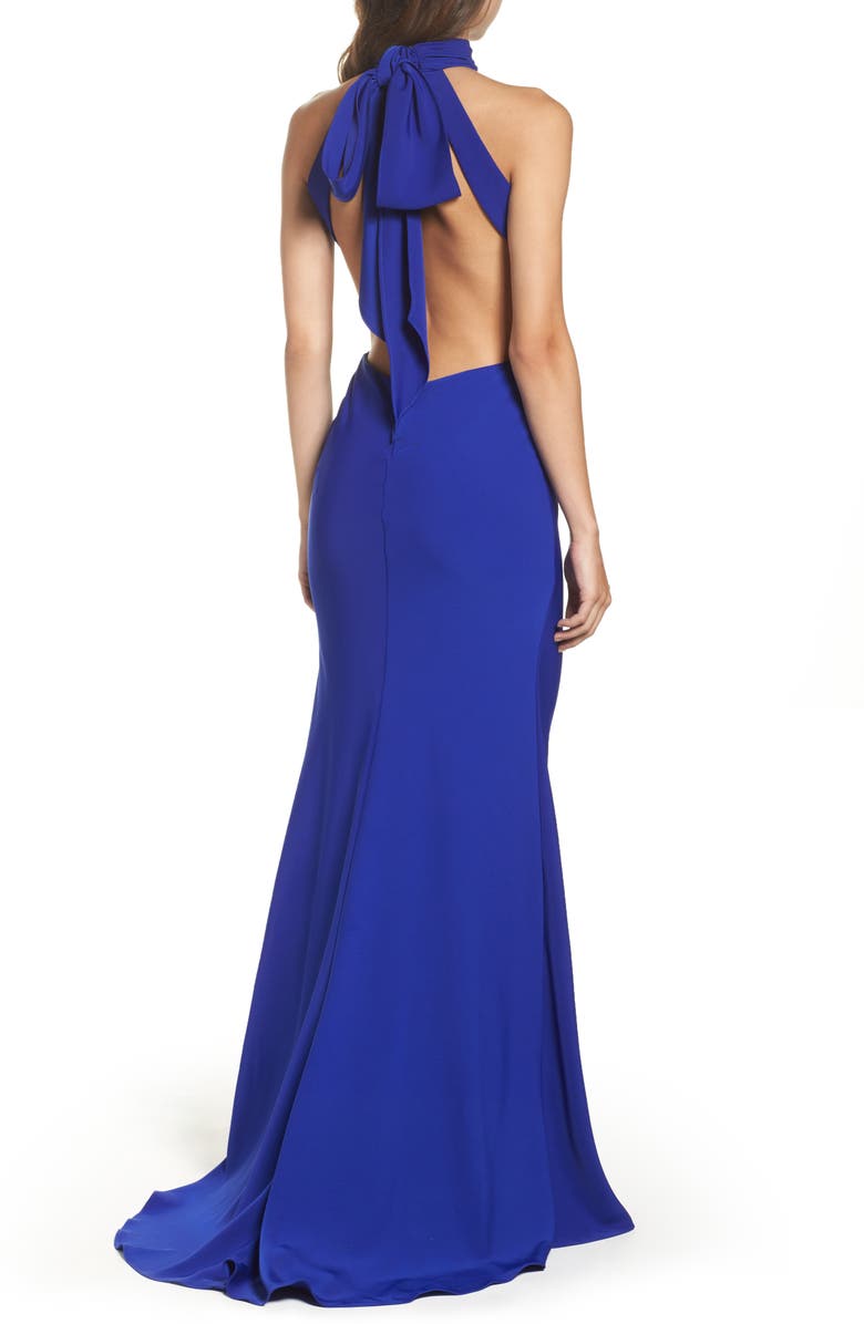 Mac Duggal Open Back Halter Gown, Alternate, color,