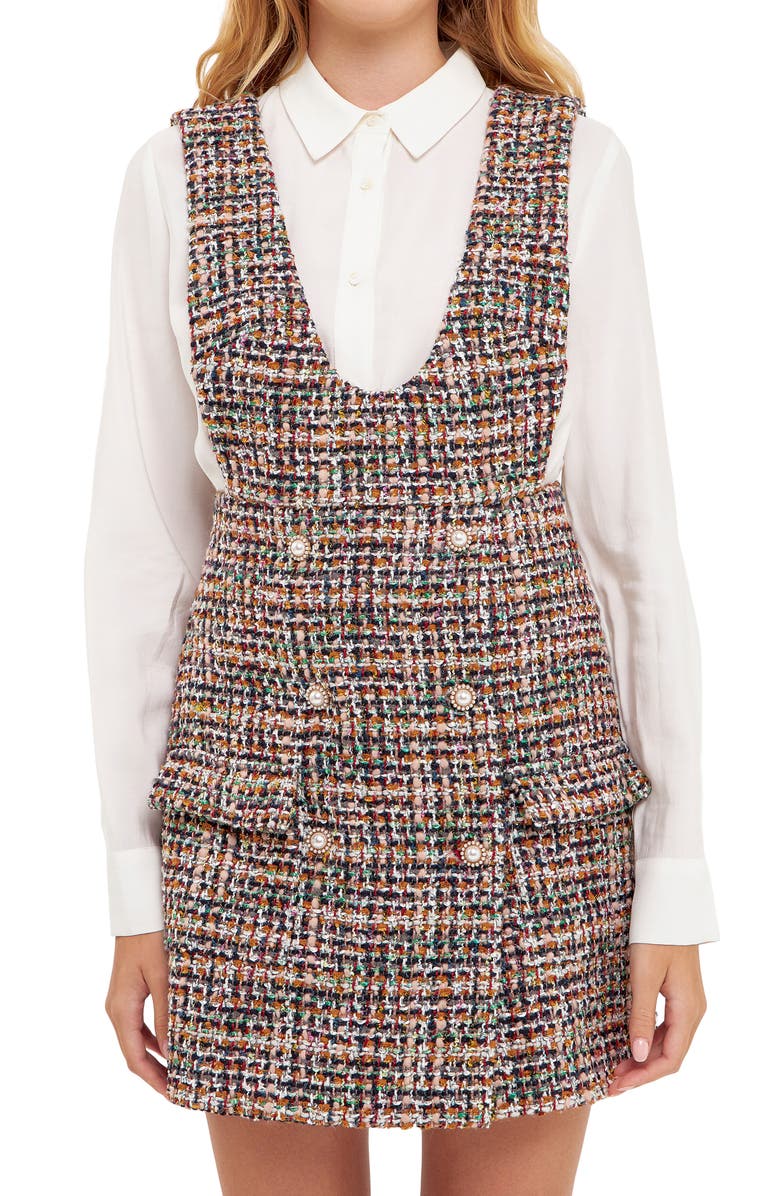 English Factory Tweed Pinafore Dress, Alternate, color,