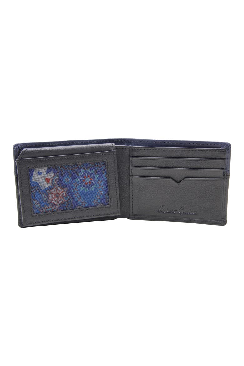 Two Tone Bifold Leather Wallet, Alternate, color, BLACK/ NAVY