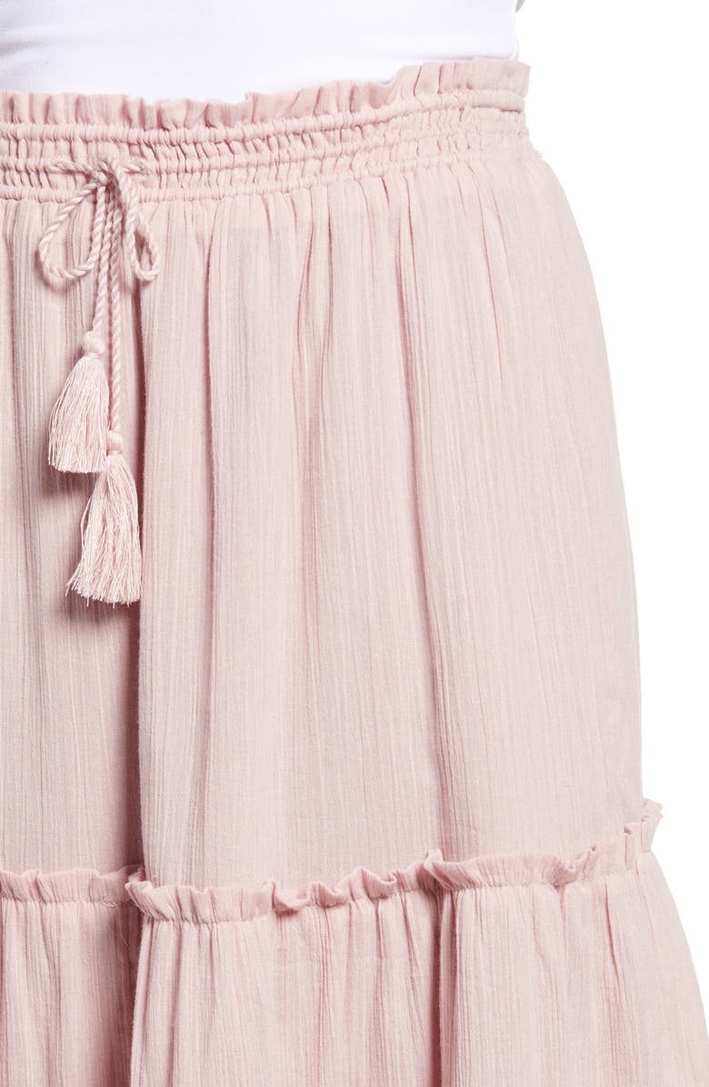 Madewell Drawstring Tiered Maxi Skirt, Alternate, color,