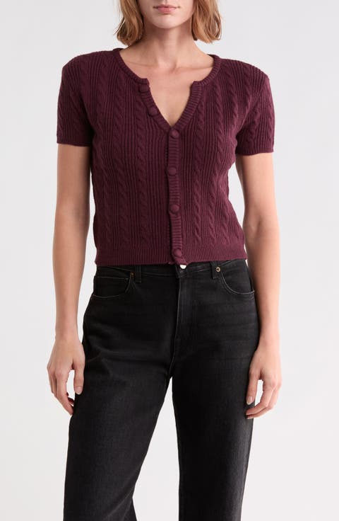 Cable Short Sleeve Cardigan
