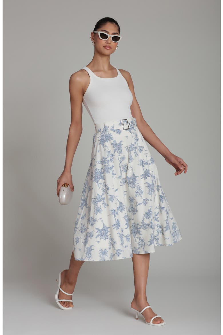 Belted Midi Skirt, Alternate, color, VACATION TOILE