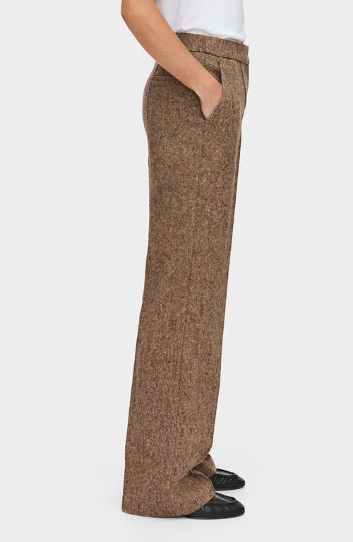Aligne Lena Wool Blend Straight Leg Pants In Brown