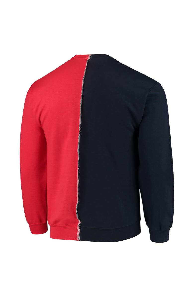 REFRIED APPAREL Men's Refried Apparel Navy/Red New England Patriots Sustainable Split Center Pullover Sweatshirt, Alternate, color, 