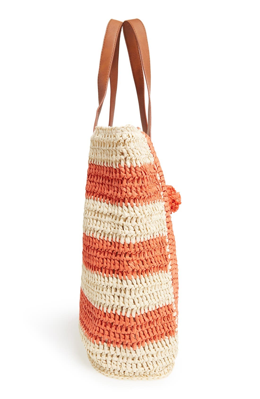 'Sherwood' Straw Beach Tote, Alternate, color, CORAL/ NATURAL