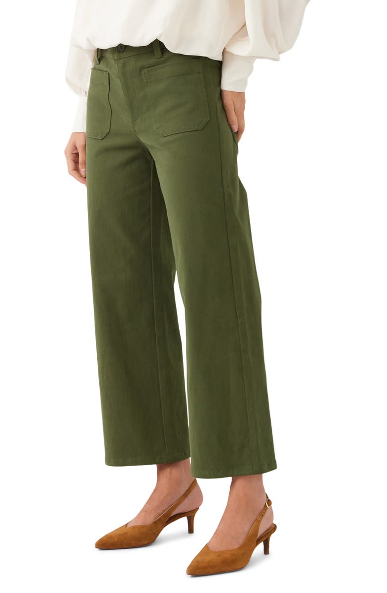 Karen Kane Lauren Patch Pocket Crop Wide Leg Pants, Alternate, color, Olive
