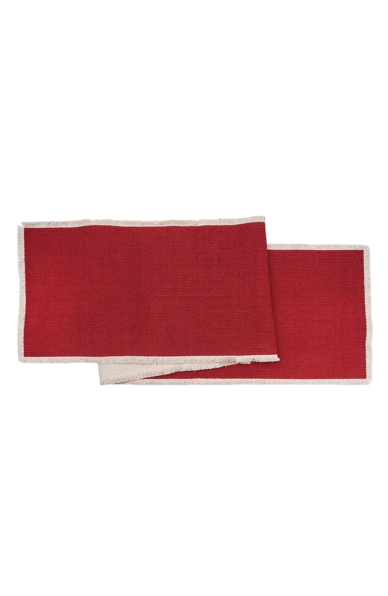 C&F Home Fringed Cherry Table Runner 14" x 72", Main, color, Red