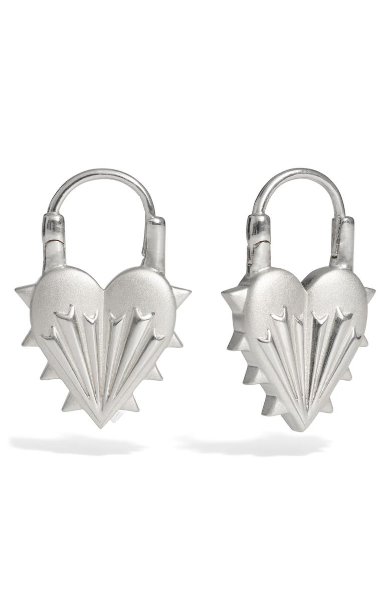 Awe Inspired Spiked Heart Hoop Earrings, Main, color, 