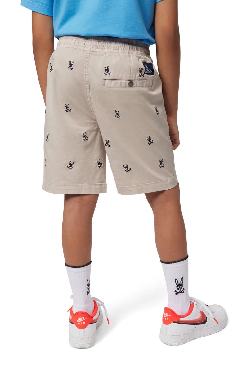 Psycho Bunny Kids' Isles Embroidered Drawstring Shorts, Alternate, color, 