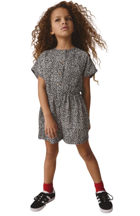 Kids' Leopard Print Cutout Romper (Big Kid)