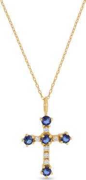 Bony Levy 18K Gold El Mar Gemstone & Diamond Cross Pendant Necklace (Online Trunk Show)