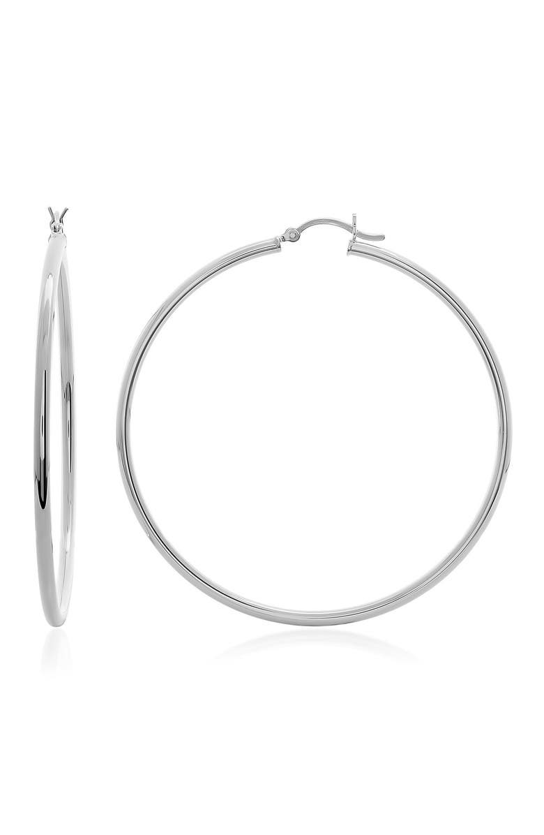 Sterling Forever Sterling Silver 25mm Hoop Earrings, Main, color,