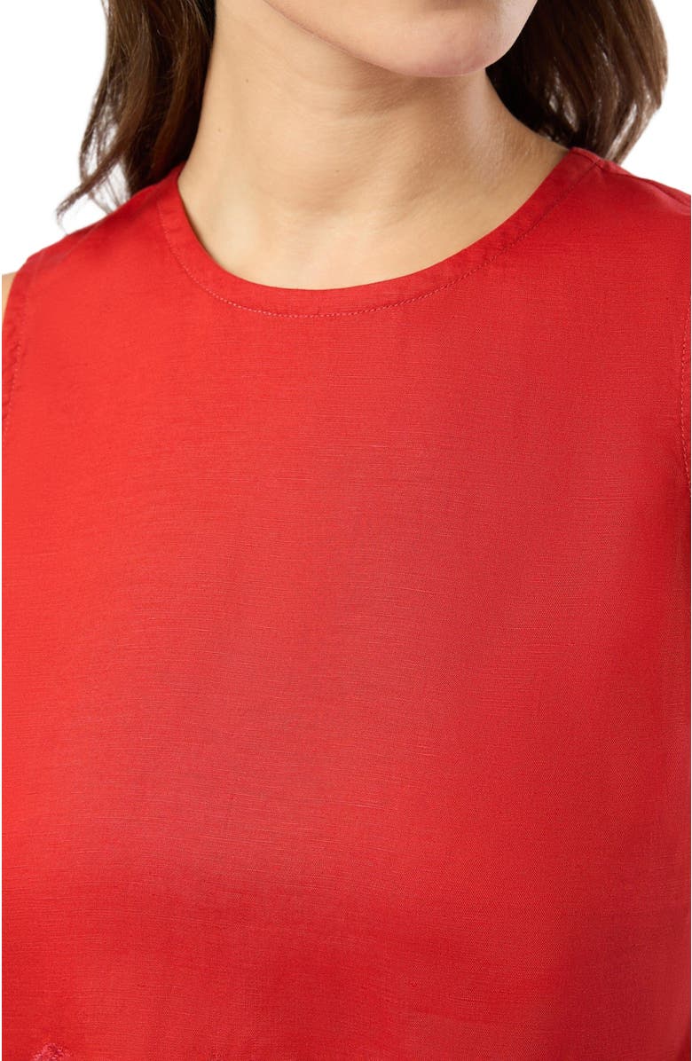 Onia Air Linen Scallop Tank Top, Alternate, color, Dark Red