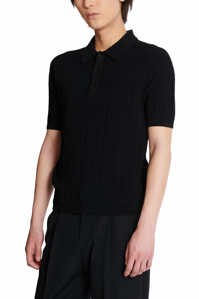 Monogram Knit Polo Shirt, Alternate, color, Black