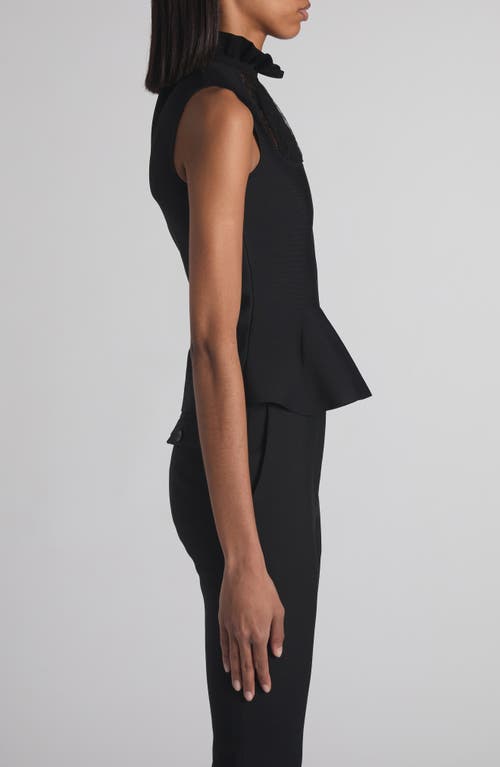 Alexander Mcqueen Mcqueen Lace Panel Sleeveless Peplum Top In Black
