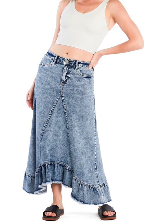 WASH LAB DENIM WASH LAB DENIM PIECED RUFFLE DENIM MAXI SKIRT