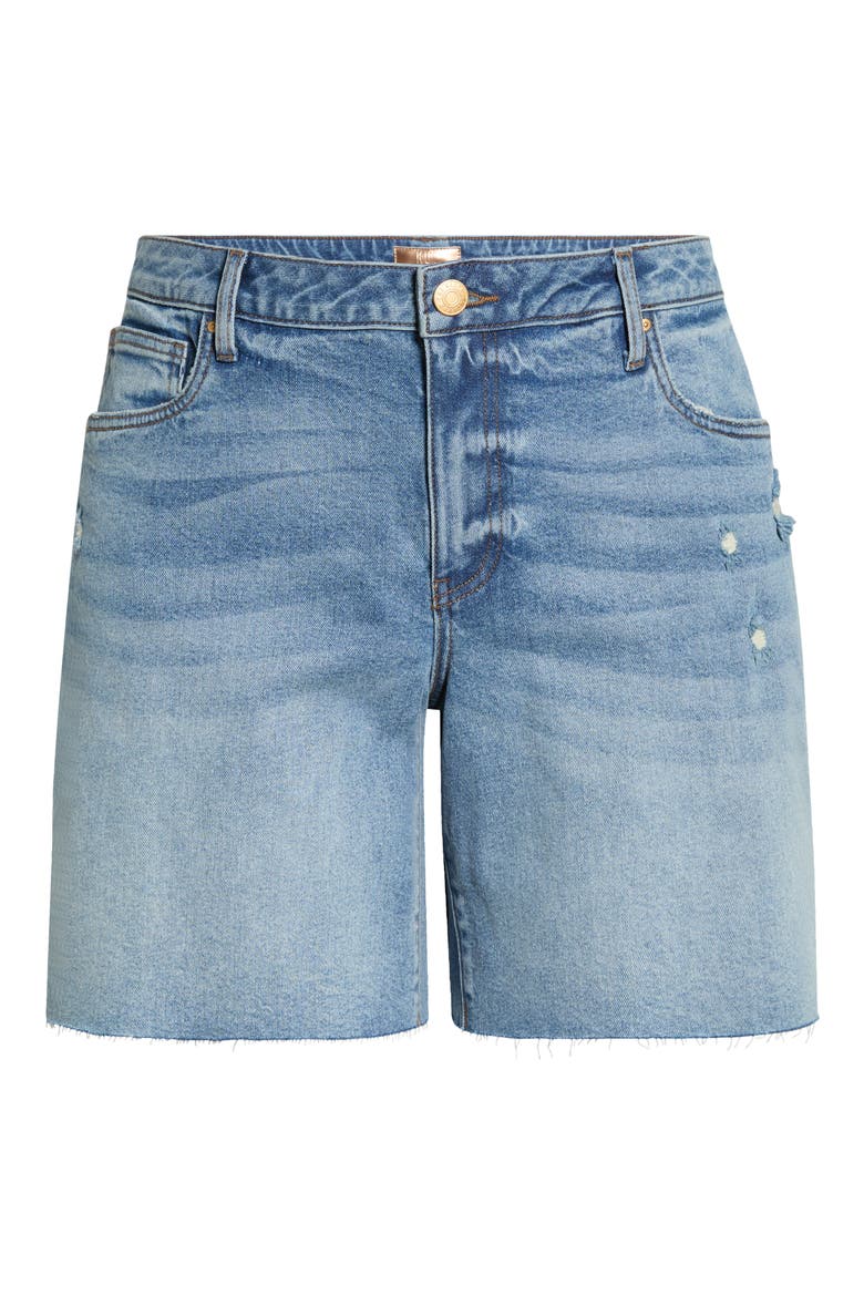 Hailey High Waist Raw Hem Denim Bermuda Shorts, Alternate, color, FOCUS