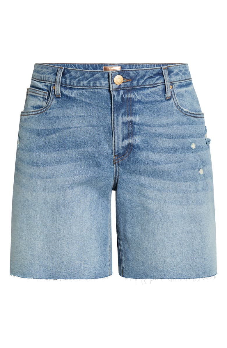 KUT from the Kloth Hailey High Waist Raw Hem Denim Bermuda Shorts, Main, color, Focus