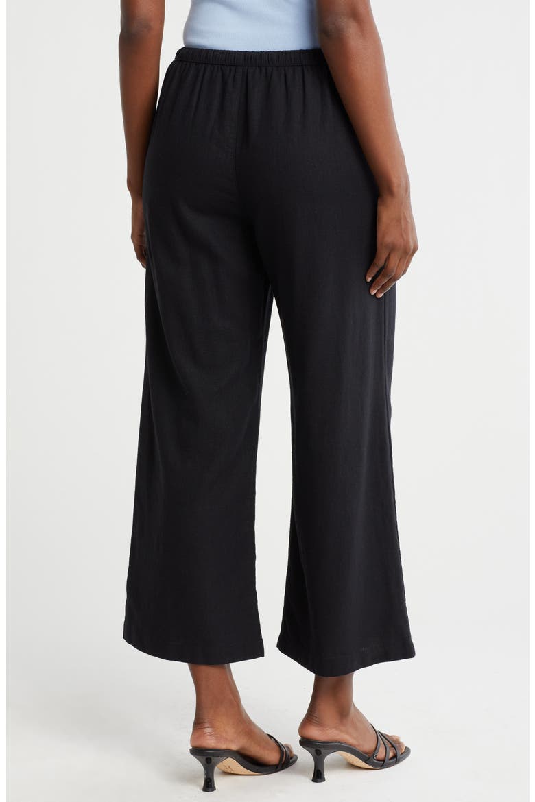 Pull-On Crop Wide Leg Linen Blend Pants, Alternate, color, BLACK