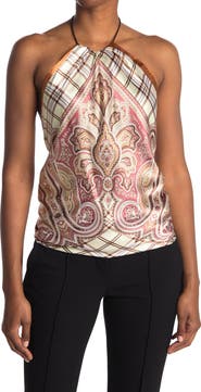 La Fiorentina Paisley Plaid Convertible Scarf & Halter Top
