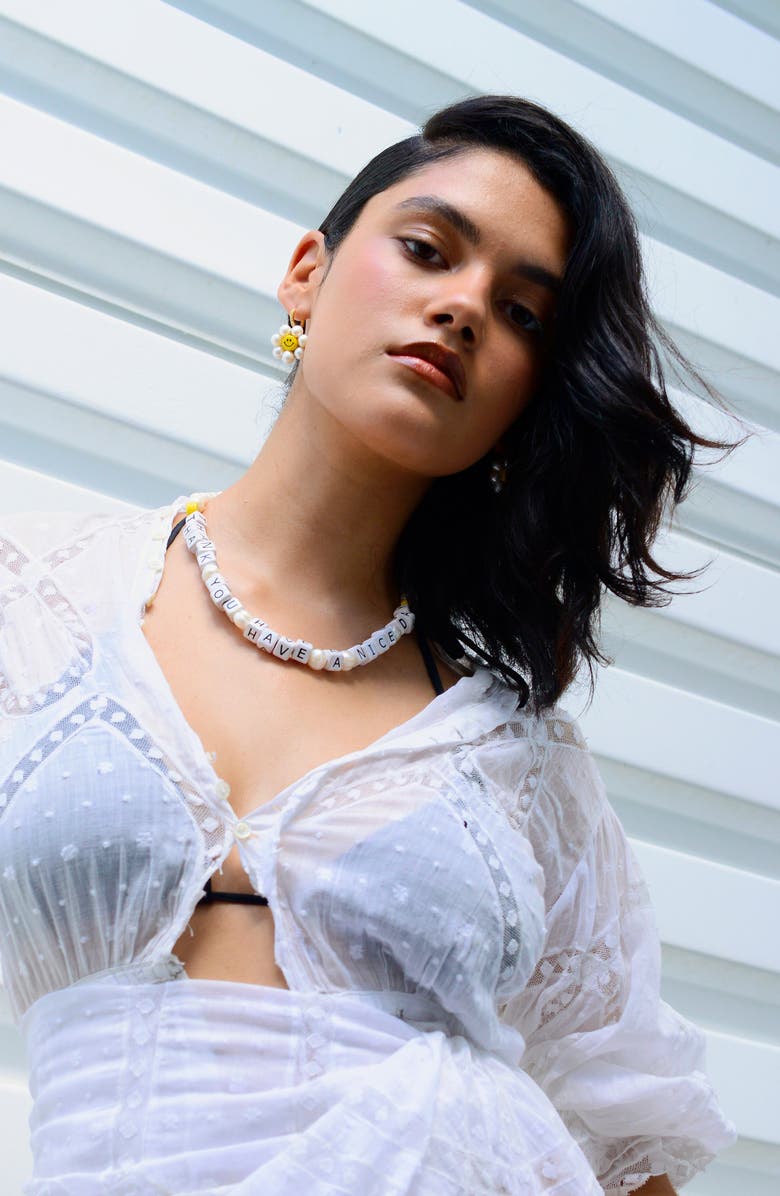 Venessa Arizaga Mini Happy Flower Earrings, Alternate, color, White