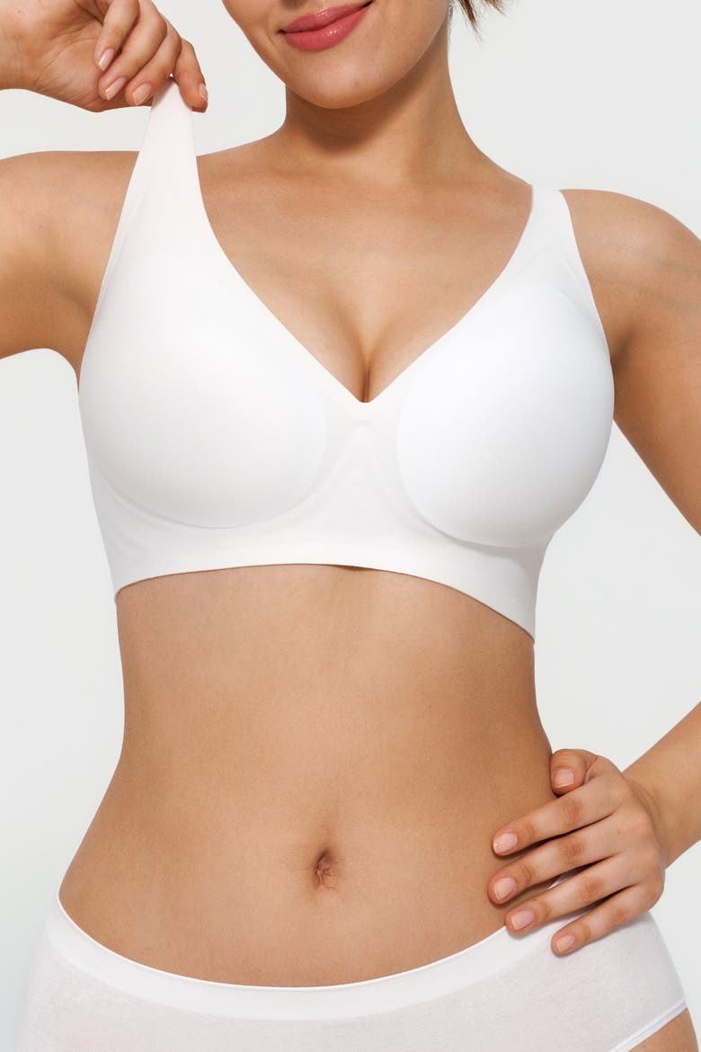 Smooth Wireless Minimizer Everydaywear Jelly Bra, Alternate, color, Pure White