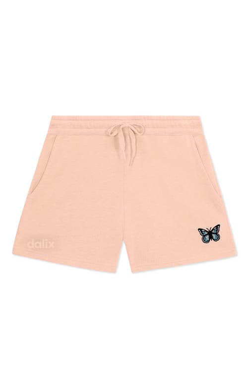 Dalix Womens Butterfly Midweight Washed Fleece Shorts In Pink