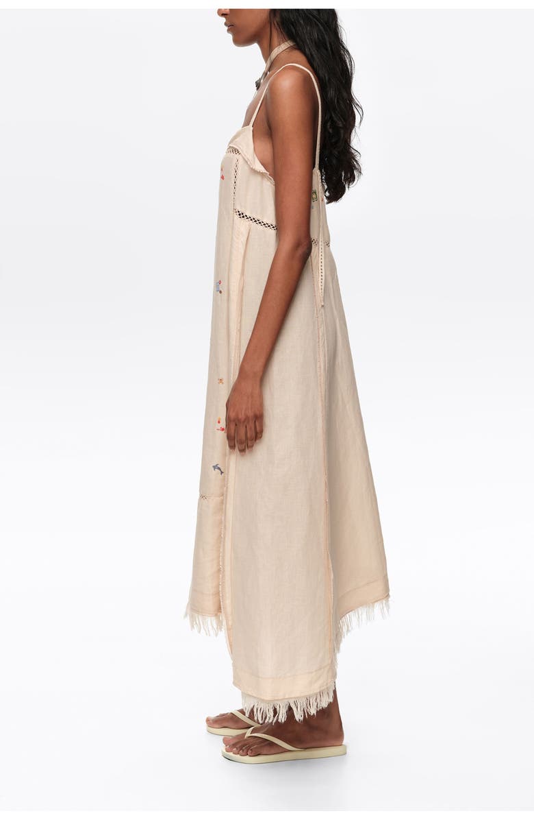 Bimba y Lola Linen A-Line Mini Dress With Embroidery, Alternate, color, Sand