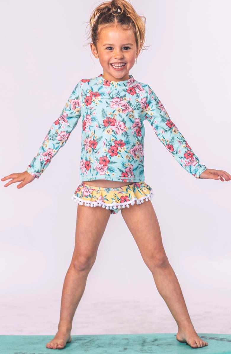 Feather 4 Arrow Sandy Toes Two-Piece Rashguard Swimsuit, Alternate, color, 