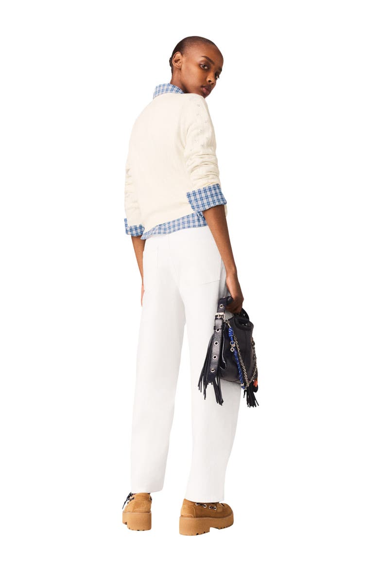 Rhinestone-front cardigan, Alternate, color, Ecru