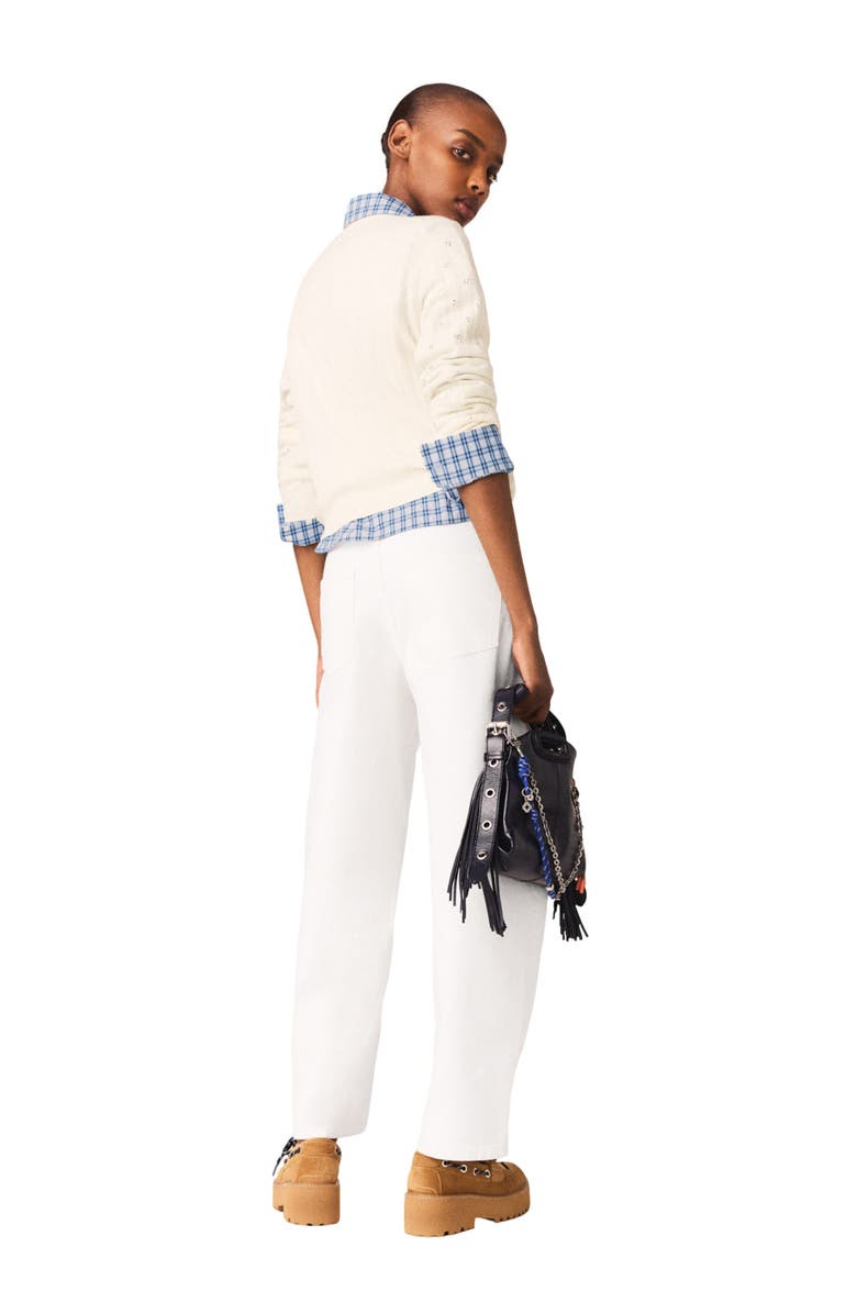 maje Rhinestone-front cardigan, Alternate, color, Ecru