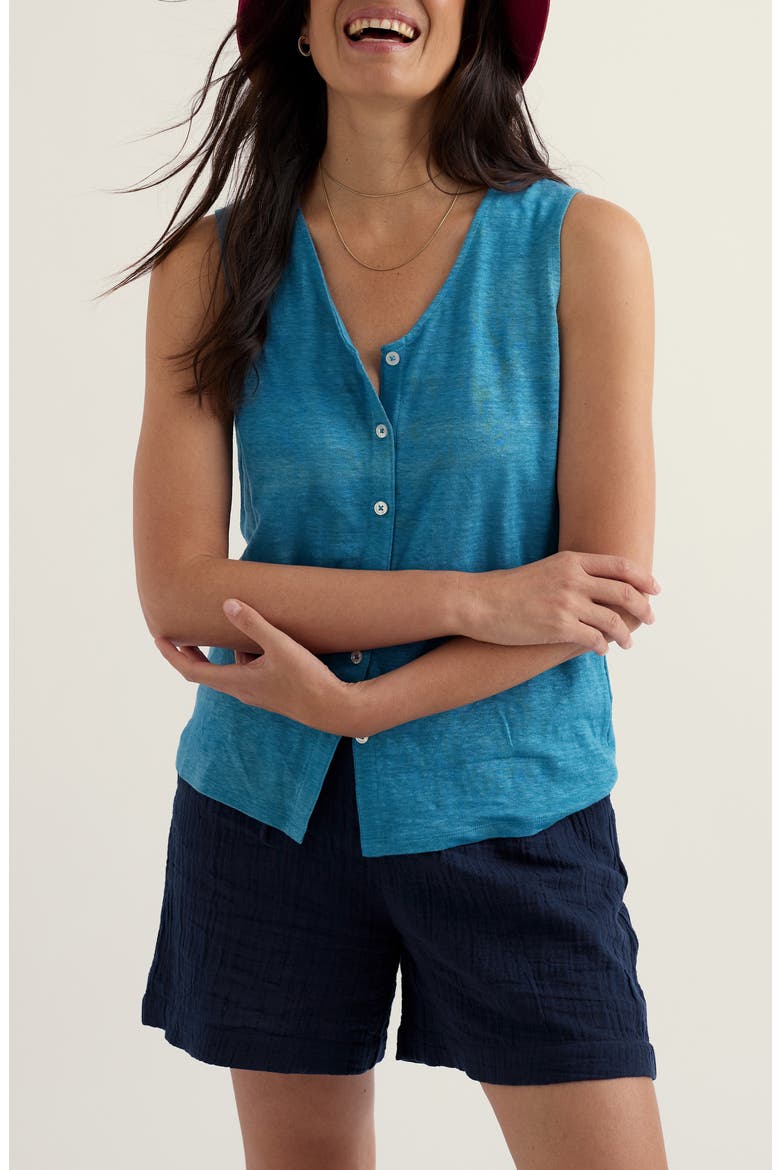 Carn Glaze Linen Vest, Main, color, WATERSCAPE