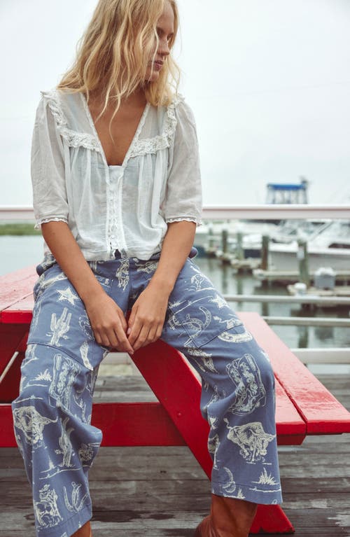Free People Luna Ruffle Semisheer Cotton Blend Top In Optic White