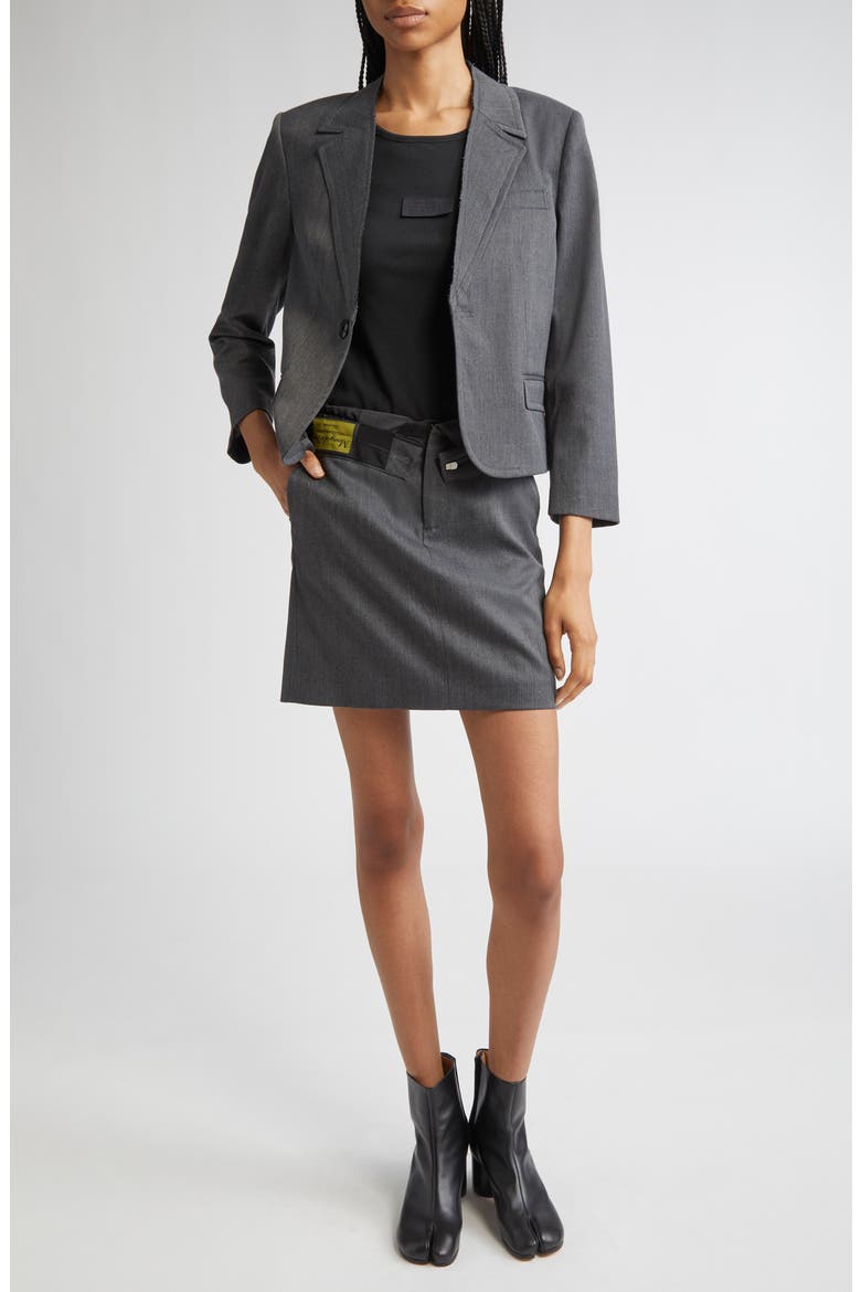 Raw Edge Single Breasted Stretch Gabardine Blazer, Alternate, color, DARK GREY MELANGE