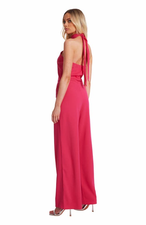 Quiz Scuba Crepe Halterneck Jumpsuit In Magenta