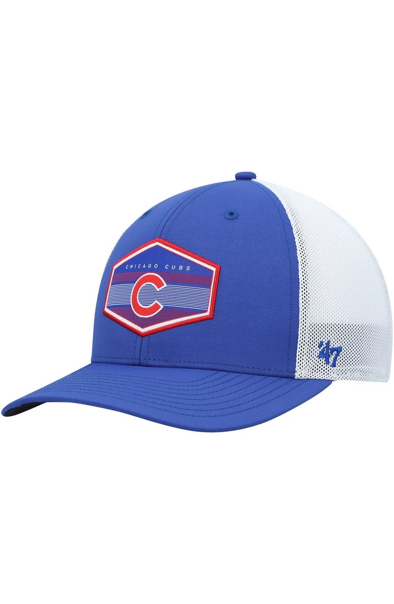 '47 Men's '47 Royal/White Chicago Cubs Burgess Trucker Snapback Hat, Main, color, Royal