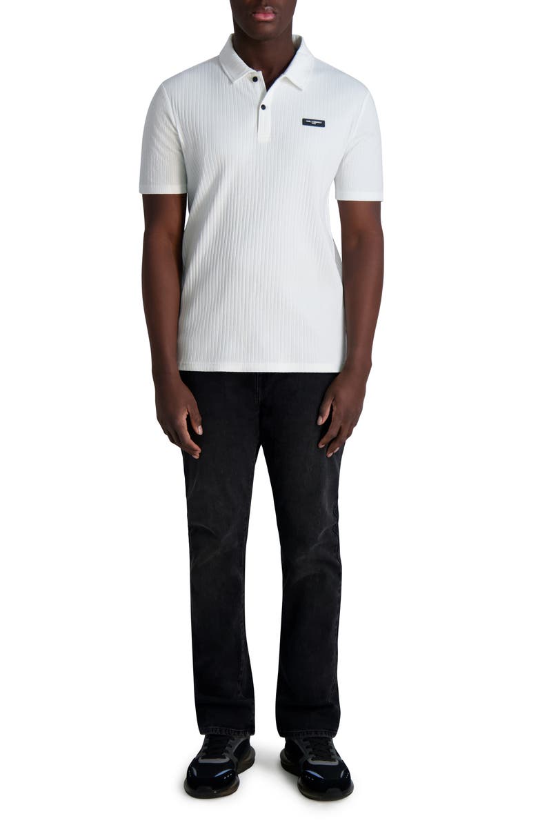 KARL LAGERFELD PARIS Rib Knit Polo, Alternate, color, Natural